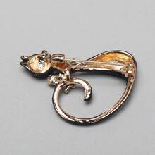 卡通绅士猫合金水钻胸针，时尚长尾猫翻领别针，包袋/服装配饰