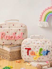 Torba na lunch z personalizowanym nadrukiem z włóczki, prezent dla dziecka, torba szkolna, torba dla dziecka, ręcznie robiona torba na lunch z imieniem, dobra jakość, wygoda, prezent urodzinowy