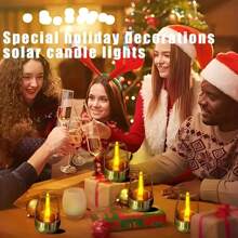 1/2/6个装太阳能不锈钢闪烁火焰蜡烛灯，室内/室外灯笼桌面装饰亚克力灯，600mAh可充电电池供电楼梯地灯，太阳能板自动充电装饰灯，适用于庭院、书桌、楼梯、草坪，营造浪漫氛围，圣诞节、万圣节和节日派对装饰礼品 - 暖白色 - 查看 3