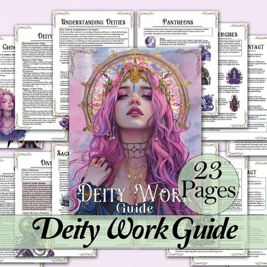 Cuaderno de trabajo y diario ritual de Espíritus Sagrados - 23 páginas de deidades, para brujería y prácticas intuitivas, indicaciones devocionales, mejorando conexiones divinas, crecimiento espiritual, encuadernación espiral, idioma inglés, diario místico, diseño de portada elegante, páginas de instrucciones detalladas