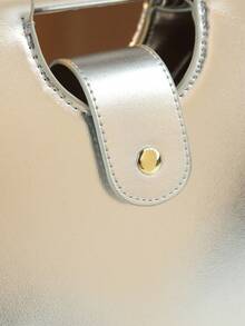 面条元素手提包，饺子形女士斜挎包，马鞍包 - 銀色 - 查看 9