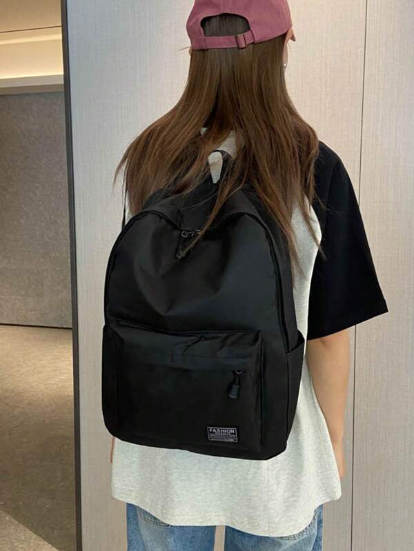 Casual Canvas Backpack, Simple Design Backpack For Men, Korean Style Backpack With Large Capacity For Middle School Students, Laptop & Travel
