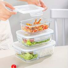 1 件装带盖透明微波炉安全玻璃碗、分隔式餐盒、矩形食物储存盒、圆形玻璃午餐盒 - 彩色 - 查看 2