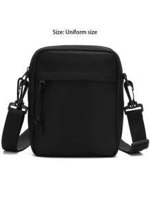 1个纯色休闲尼龙单肩斜挎包，轻便时尚，适合上班族、大学生、商务通勤、办公礼品、斜挎包、哥特迷你格纹包、单肩包、教师礼物、女友礼物、手机钱包、学习用品 - 黑色 - 查看 10