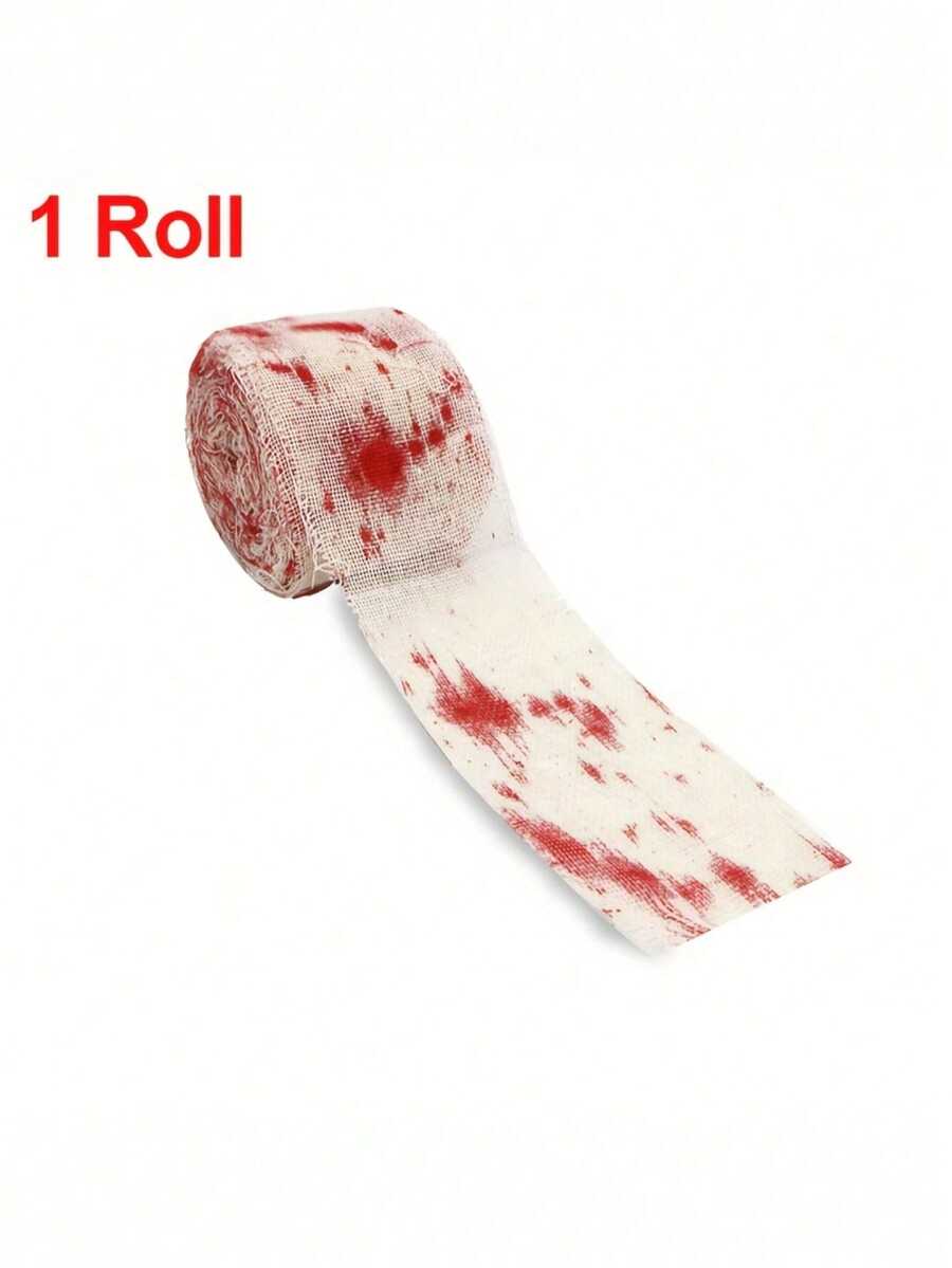 1 Pack Halloween Bloody Gauze Decor - Horror House Props - Featherless Scary Gauze Strips, Suitable For Horror Theme Parties - Non-Electric Seasonal Decoration Accessories