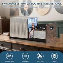 Vinyl Record Storage Holder Expandable Record Storage Rack With Adjustable Divider 60120 LP Album Storage For Vinyl Records Magazine Holder Rustic BrownB0DZBVLR7V[Am]13W90