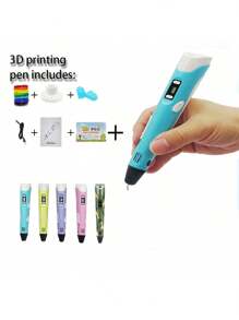 Caneta de Desenho 3D Caneta de Impressão DIY 3D Brinquedo de Desenho Ferramenta de Arte Presente de Aniversário Presente de Natal 9M/25M/50M/100M Filamento PLA + Livro de Instruções + Protetor de Dedo + Suporte