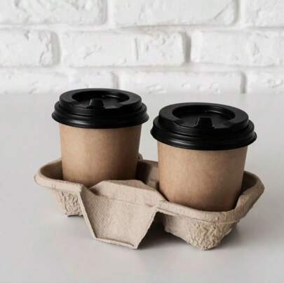 HOT BARGAINS 90 X Disposable 2 Cup Carry Trays Takeaway Carrier Cup Holders Cardboard Tea Coffee
