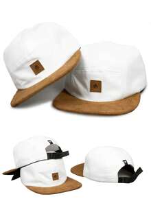 ANTH CO Original Five 5 Panel Cap - White Suede: Anth Co Straight Brim Adjustable Ribbon Lightweight Maximum Comfort Super Quality - Blanco - Ver 3
