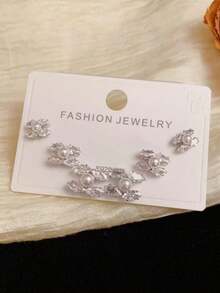 3pcs Luxury Versatile Fully Plated Double C Letter 925 Sterling Silver Stud Earrings, Fashionable Jewelry Gift For Women, Suitable For Valentine's Day, Banquet, Party