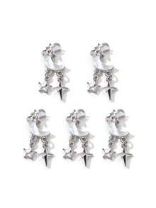 7/14 件随机 Y2K 风格白色吊饰类型包括心形和蝴蝶结吊坠、DIY 项链、手链和耳环配件材料 - 白色 - 查看 3