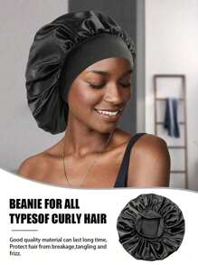 3pcs Women's New Wide Version Solid Color Silk Nightcap, Satin Hair Cap - Soft Shower Cap, Equipped With Comfortable Elastic Band, Suitable For Daily Use, Silk Cap, Satin Cap, Christmas Gift, Gift For Girlfriend, Gift For Boyfriend, Gift For Family, Gift For Dad, Gift For Mom, Suitable For Home, Bathroom And Bedroom Use. Good Helper For Home And Bathroom Decoration, Summer Back To School Season.