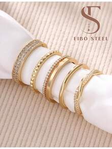 Milacolato Gold Silver Stackable Rings For Women - 14K Gold Plated Waterproof Stacking Thin Chunky Bands Cubic Zirconia Thumb Ring Set 2-4mm  Statement Promise Engagement Rings Size 5-10 - Nhiều màu - Xem 8