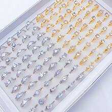 10 chiếc nhẫn thép không gỉ Zirconia tổng hợp thời trang thanh lịch dành cho nữ phong cách hỗn hợp Nhẫn cưới lấp lánh Trang sức Quà tặng tiệc không phai - 10 chiếc nhẫn cưới, đính hôn và kỷ niệm - Xem 19