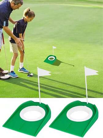 2pcs/1pc Golf Putting Cup With Flag Indoor/Outdoor Golf Putting Hole Durable And Lightweight Golf Hole Training Aids Perfect Gifts For Men Women Golf Beginner Golf Enthusiast And Advanced Golfer, Golf Gifts