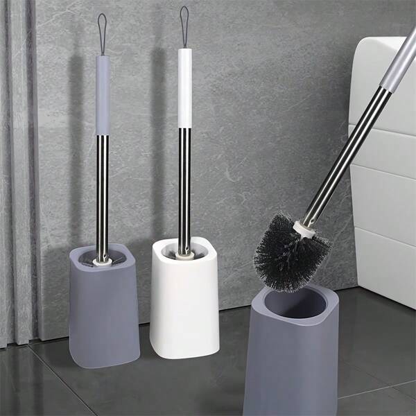 360° Cleaning Toilet Brush Set With Stand, Bathroom Toilet Brush With Long Handle, No Dead Angle, Anti-Splash Water Stand, Convenient Rinsing, Reaching Difficult Areas