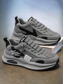 男士时尚百搭休闲运动鞋，青少年防滑耐磨运动鞋，适合所有季节 - 灰色 - 查看 3