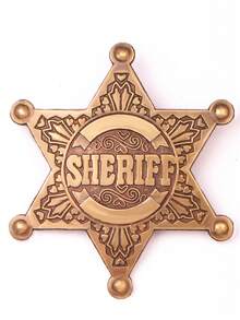 1 件警长徽章，金属材质，警察徽章别针，老西部警察星徽章，西部道具 - 銅色 - 查看 1