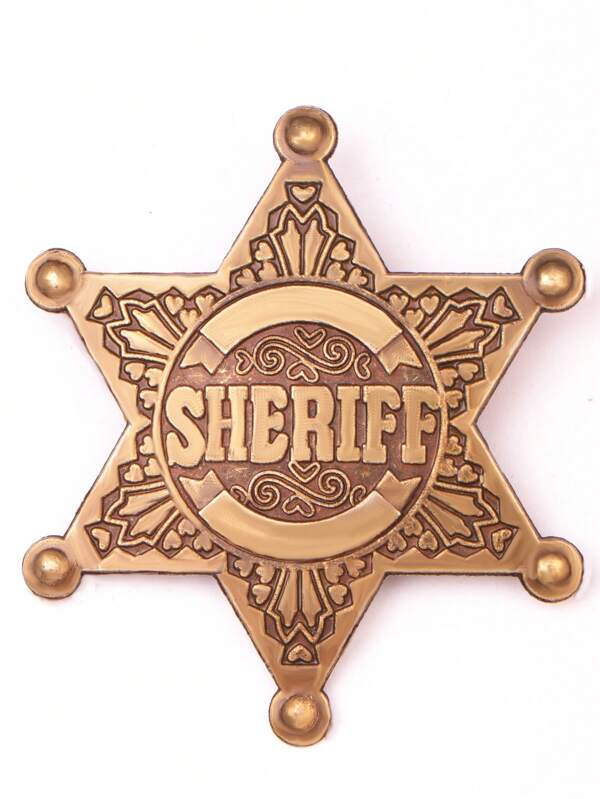 1pc Sheriff Badge, Metal Material, Police Badge Pin, Old West Police Star Badge, Western Props