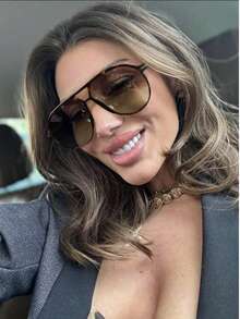 1pc Vintage Oversized Double Bridge Frame Glasses, Versatile For Women, Summer Beach, Outdoor, Travel - Nhiều màu - Xem 2