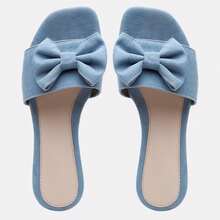 Women's Bow Sandals Flat Modern Comfortable Elegant Beach Party College Vacation Cute Casual Bow Contrast Beach Holiday Wedding School Vacation Party - 淺藍色 - 查看 5
