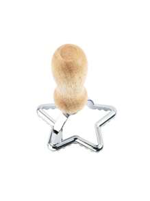 Madebyblanc 1pc Round Dumpling Mold, Wooden Handle Dough Press Mold For Kitchen