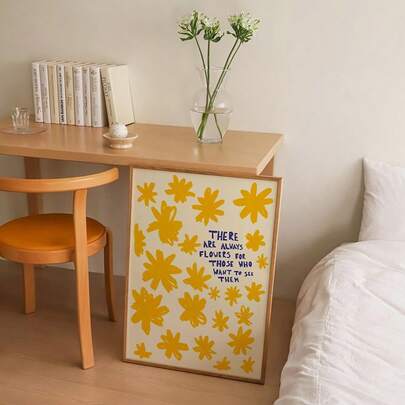 1pc There Are Always Flowers Quote Wall Art Picture Botanical Prints Canvas Paintings Motivational Posters Boho Flower Decor For Living Room,Bedroom,Apartment,Dorm Room Decor Gift For Her Unframed Or Framed