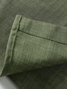 男士薄款立领拼接仿亚麻虎纹纽扣长袖抽绳双斜插口袋裤装 - 彩色 - 查看 5