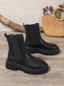 2025秋冬新款女靴，时尚百搭休闲靴，切尔西短靴，一脚蹬女鞋，冬季保暖女靴，平底舒适女靴，西式女靴