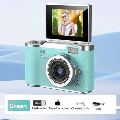 18倍光学变焦紧凑型数码相机，配备4800万像素自动对焦、4K视频拍摄、人脸检测、2.4英寸翻转屏和可充电电池