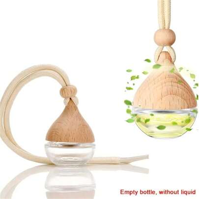 10pcs 6ml Transparent Heart/Round Shape Car Air Freshener Pendant Bottles, Hanging Glass Perfume Bottles, Fragrance Diffuser, Refillable Square Car Perfume Bottles, Minimalist Style Suitable For Car, Home, Office Air Purification, Wedding, Party, Birthday, Christmas Decoration, Enjoy Fresh Fragrance, Add Ambiance