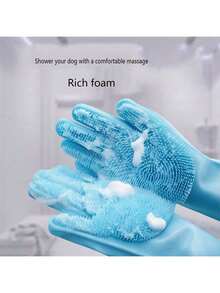 1 buc Mănuși de baie pentru animale de companie Universale pentru pisici și câini, rezistente la zgârieturi, curățare profundă, instrument de îndepărtare a părului, masaj eficient pentru animale de companie, bule delicate umede și uscate, potrivite și pentru spălătorie în bucătărie/auto, curățenie zilnică a casei, două culori de cumpărat
