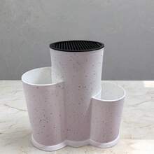 1pc Universal Knife Holder, 3-In-1, Kitchen Utensil Rack, Knife Storage Rack, Empty Knife Slot, Large Kitchen Tool, Black Brushed Multi-Function Kitchen Utensil Rack For Knives, Chopsticks, And More - Space Saving Kitchen Gadget - 3-in-1 White Brushed - View 10