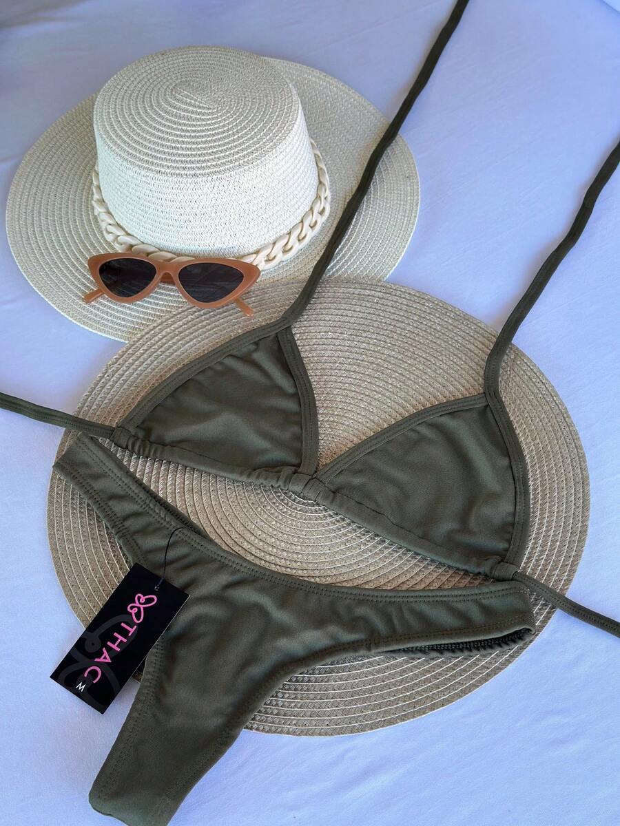 G-String Bikini With G-String Curtain Summer Fashion 2025 - xanh quân đội - Xem 1