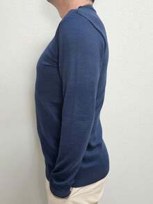 Men's Cold Weather Blouse | Men's Knitted Sweater | Winter Knitted Wool Pullover Long Sleeve V-Neck - 海洋 - 查看 8