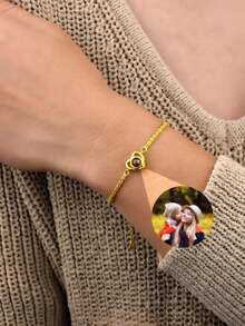 Brățară personalizată cu proiecție foto colorată, brățară personalizată rotundă cu proiecție foto pentru femei, bijuterii foto comemorative, brățară personalizată cu foto pentru iubită/mamă, cadou personalizat de ziua de naștere - Stilul 3 - Vizualizare 4