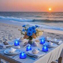 12/24/48pcs Flameless LED Candles Lights, Battery Powered Tealight, Romantic Tea Candles For Birthday Party Wedding Decorations, Home Decor, Candle Warmer, Gift, Fake Candles,Home Decor,Gift,Led Candles,Fake CandlesCandle Lights Gifts Graduation - 藍色 - 查看 3