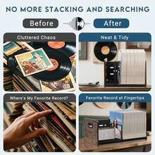 Vinyl Record Storage Holder Expandable Record Storage Rack With Adjustable Divider 60120 LP Album Storage For Vinyl Records Magazine Holder Rustic BrownB0DZBVLR7V[Am]13W90