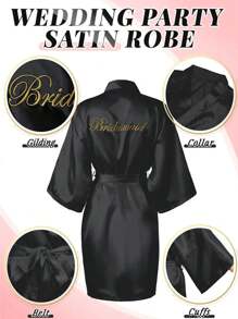 Bata de baño, Bata de novia y dama de honor con inicial, Bata de mañana y bata de dormir, Ropa de preparación para la fiesta de boda, Accesorios para la ceremonia y recepción de bodas, Pijama de primavera y verano para damas de honor, Pijama de novia, Bata bordada de la fiesta de la mejor amiga, Bata de novia, Suministros para la boda, Fiesta al aire libre, Fiesta de vacaciones, Regreso a la escuela