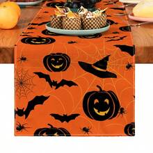 1 件万圣节树叶印花桌旗，适合节日、派对、生日、晚餐、厨房、餐厅、四季家居装饰 - 彩色 - 查看 15
