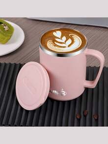 带手柄的隔热咖啡杯，不锈钢旅行杯，可重复使用的防漏冷饮杯，带盖的茶杯，适合家庭办公室使用，手柄和盖子设计，理想的礼物选择，适用于奶茶和各种饮料。 - 彩色 - 查看 7