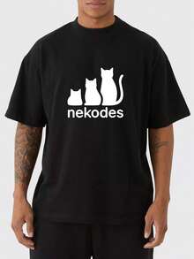 Couple Wear Cartoon Rabbit Print T-Shirt. Casual Short Sleeve Crew Neck T-Shirt That Can Be Worn By Both Men And Women. - 黑色 - 查看 1