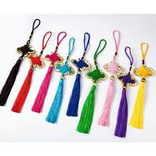 1个/5个/10个纯手工编织金线中国结流苏，精致中式小礼品挂饰，金边线奢华结流苏，适用于节日派对装饰吊坠、包包、扇子、钥匙、衣服、帽子、汽车挂饰等。