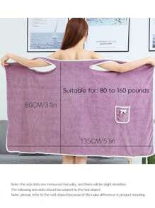 1pc Women Bath Towels(SIZE:80cm*135cm), Girls Wearable Fast Drying Bathing Beach Spa Bathrobes Wash Clothing, Shower Bath And Gym Towel,Super Soft Coral Fleece Bath Towel With Pockets,Women's Bath Towel Set, Wearable Bath Towel With Pocket, Super Soft Adjustable Bath Robe For Bathroom Beach Swimming Changing Clothes,School,Back To School,Travel,Travel Essentials,Home Essentials,Towel,Skin Care