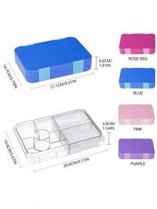 Yocity 1pc Solid Color Or Printed Detachable Bento Box, Lunch Box, Divided Lunch Box, Suitable For Picnic, Cafeteria, Kitchen Organization, Kitchen Accessories, Suitable For Work And Travel (Stickers Sold Separately) - Multicolor - View 2