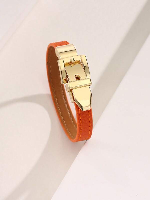 1pc New PU Leather Bracelet, Adjustable Decoration Wristband, High Quality Accessory For Daily Wear, Great Mother's Day Gift