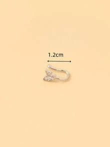 1 件蝴蝶鼻夹 U 型鼻夹鼻环，嵌入式合成方晶锆石，可调节鼻夹/鼻环 - 彩色 - 查看 3