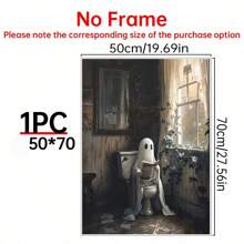 1 pieza Fantasma en el inodoro, Arte del fantasma en el baño, Academia oscura, Decoración de Halloween, Arte de pared para el baño, Decoración de baño, Pintura al óleo victoriana