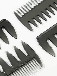 4 件套男士造型梳套装，倒梳，适合蓬松凌乱的发型，返校季、旅行度假必备，女士发饰 - 黑色 - 查看 3