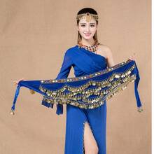 Women's Wavy Belly Dance Waist Belt & Hip Scarf, Women's Sweet Belly Dance Coin Hip Wrap Skirt - Multicolor - View 6